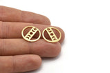 Brass Round Charm, 10 Textured Raw Brass Moon Phases Charms With 1 Hole, Findings, Pendants (18x0.80mm) M02830