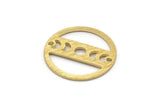 Brass Round Charm, 10 Textured Raw Brass Moon Phases Charms With 2 Holes, Findings, Pendants (18x0.80mm) M02824