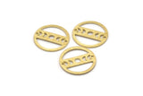 Brass Round Charm, 10 Textured Raw Brass Moon Phases Charms With 2 Holes, Findings, Pendants (18x0.80mm) M02824