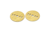 Brass Round Blank, 10 Textured Raw Brass Moon Phases Blanks, Findings, Stamping Tags (18x0.80mm) M02832