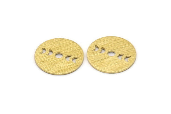 Brass Round Blank, 10 Textured Raw Brass Moon Phases Blanks, Findings, Stamping Tags (18x0.80mm) M02832