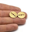 Brass Round Blank, 10 Textured Raw Brass Moon Phases Blanks, Findings, Stamping Tags (18x0.80mm) M02832