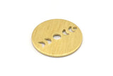 Brass Round Charm, 10 Textured Raw Brass Moon Phases Charms With 1 Hole, Findings, Pendants (18x0.80mm) M02833