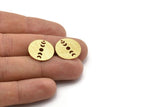 Brass Round Charm, 10 Textured Raw Brass Moon Phases Charms With 1 Hole, Findings, Pendants (18x0.80mm) M02833