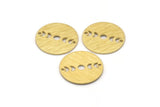 Brass Round Charm, 10 Textured Raw Brass Moon Phases Charms With 2 Holes, Findings, Pendants (18x0.80mm) M02834