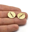 Brass Round Charm, 10 Textured Raw Brass Moon Phases Charms With 1 Loop, Findings, Pendants (20x18x0.80mm) M02835
