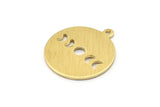 Brass Round Charm, 10 Textured Raw Brass Moon Phases Charms With 1 Loop, Findings, Pendants (20x18x0.80mm) M02836