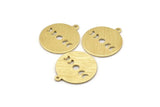 Brass Round Charm, 10 Textured Raw Brass Moon Phases Charms With 1 Loop, Findings, Pendants (20x18x0.80mm) M02836