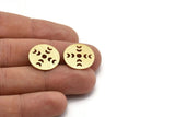 Brass Round Blank, 10 Textured Raw Brass Moon Phases Blanks, Findings, Stamping Tags (18x0.80mm) M02840