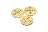 Brass Round Blank, 10 Textured Raw Brass Moon Phases Blanks, Findings, Stamping Tags (18x0.80mm) M02840
