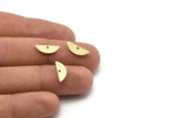 Semi Circle Charm, 50 Textured Raw Brass Half Moon Charms With 1 Hole, Blanks (14x5x0.80mm) M02826