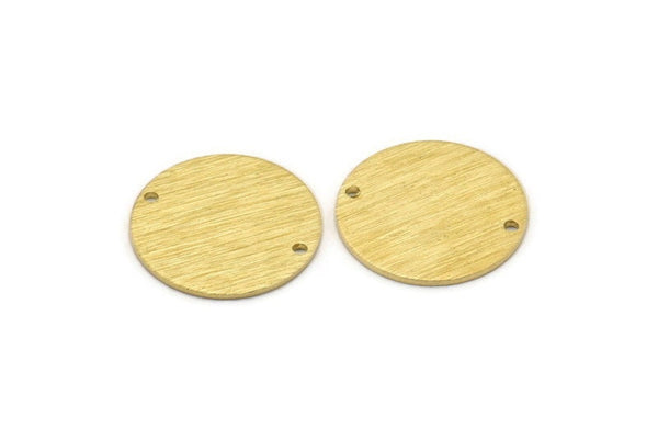 Brass Round Charm, 10 Textured Raw Brass Round Charms With 2 Holes, Blanks (18x0.80mm) M02841