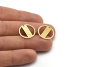 Brass Round Charm, 10 Textured Raw Brass Round Charms With 1 Hole, Blanks (18x0.80mm) M02844