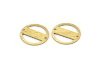 Brass Round Charm, 10 Textured Raw Brass Round Charms With 2 Holes, Blanks (18x0.80mm) M02845