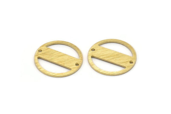 Brass Round Charm, 10 Textured Raw Brass Round Charms With 2 Holes, Blanks (18x0.80mm) M02845