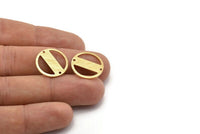 Brass Round Charm, 10 Textured Raw Brass Round Charms With 2 Holes, Blanks (18x0.80mm) M02845