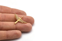 Gold Sword Charm, Gold Plated Sword, Cubic Zircon, CZ Pave Wing Charm, Zircon Charm Pendants With 1 Loop (24x29x2mm) SY0097