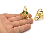 Pirinç Boho Yüzük, 1 Taş Ayarlı Ham Pirinç Boho Yüzük - Ped Boyutu 6mm N1790