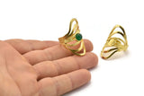 Pirinç Boho Yüzük, 1 Taş Ayarlı Ham Pirinç Boho Yüzük - Ped Boyutu 6mm N1790