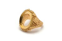 Duke Ring Settings - 1 Gold Plated Brass Duke Adjustable Ring Setting with Pad Size (20x15mm) E386 Q0552