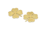 Brass Leaf Charm, 8 Raw Brass Four Leaf Clover Charms With 1 Hole, Charm Earrings (22x20x0.80mm) A0617