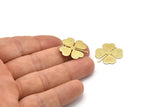 Brass Leaf Charm, 8 Raw Brass Four Leaf Clover Charms With 1 Hole, Charm Earrings (22x20x0.80mm) A0617