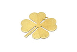 Brass Leaf Charm, 2 Textured Raw Brass Four Leaf Clover Charms With 1 Hole (34x31x0.80mm) A0949
