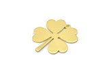Brass Leaf Charm, 10 Raw Brass Four Leaf Clover Charms With 1 Hole (21x19x0.70mm) M02866
