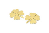 Brass Leaf Charm, 10 Raw Brass Four Leaf Clover Charms With 1 Hole (21x19x0.70mm) M02866