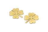 Brass Leaf Charm, 10 Textured Raw Brass Four Leaf Clover Charms With 1 Hole (21x19x0.70mm) M02871