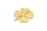 Brass Leaf Charm, 10 Textured Raw Brass Four Leaf Clover Charms With 1 Hole (21x19x0.70mm) M02865