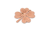 Copper Leaf Charm, 10 Raw Copper Four Leaf Clover Charms With 1 Hole (21x19x0.70mm) M02864