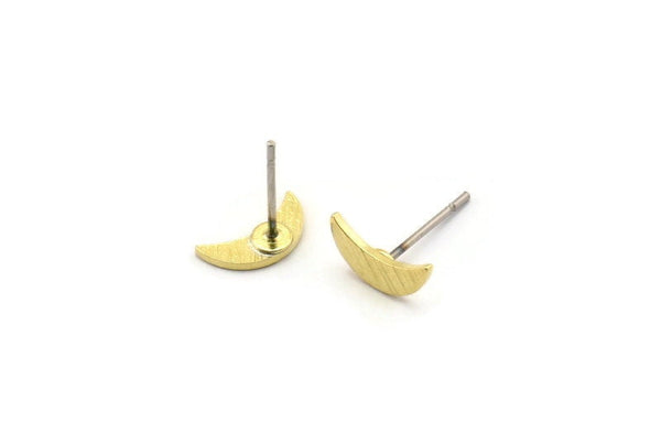 Pirinç Ay Küpe, 18 Dokulu Ham Pirinç, Hilal Ay, Pirinç Küpe (9x3x0,80 mm) M01660 A1280