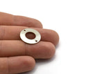 Steel Round Charm, 12 Stainless Steel Round Charms With 2 Holes (20x0.70mm) M02869