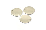 Steel Round Charm, 12 Stainless Steel Round Charms With 2 Holes (20x0.70mm) M02875