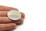 Steel Round Charm, 4 Stainless Steel Round Charms With 1 Hole (35x0.70mm) M02696