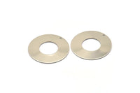 Steel Round Charm, 4 Stainless Steel Round Charms With 1 Hole (35x0.70mm) M02877