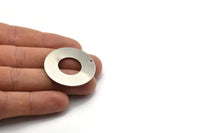 Steel Round Charm, 4 Stainless Steel Round Charms With 1 Hole (35x0.70mm) M02877