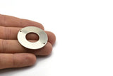 Steel Round Charm, 4 Stainless Steel Round Charms With 2 Holes (35x0.70mm) M02697