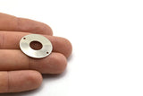 Steel Round Charm, 8 Stainless Steel Round Charms With 2 Holes (25x0.70mm) M02894