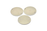 Steel Round Charm, 8 Stainless Steel Round Charms With 2 Holes (25x0.70mm) M02885
