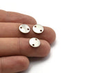 Steel Round Charm, 50 Stainless Steel Round Charms With 2 Holes (10x0.70mm) M02886