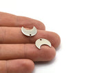 Steel Moon Charm, 50 Steel Moon Charms With 1 Hole (15x8x0.70mm) M02881