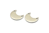Steel Moon Charm, 50 Steel Moon Charms With 2 Holes (15x8x0.70mm) M02884