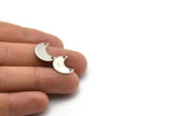 Steel Moon Charm, 50 Steel Moon Charms With 2 Holes (15x8x0.70mm) M02884