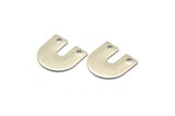 Steel U Shaped Charm, 24 Steel U Shaped Charms With 2 Holes (15x0.70mm) M02895