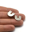 Steel U Shaped Charm, 24 Steel U Shaped Charms With 2 Holes (15x0.70mm) M02895