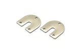 Steel U Shaped Charm, 24 Steel U Shaped Charms With 3 Holes (15x0.70mm) M02888