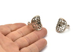 Gümüş Boho Yüzük, Antik Gümüş Kaplama Pirinç Boho Yüzükler, 1 Taş Ayarlı - Ped Boyutu 3 mm N1831 H1534