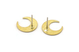 Brass Moon Earring, 6 Textured Raw Brass Tiny Crescent Moon Stud Earrings (14x13.5x0.80mm) M01649 A2476